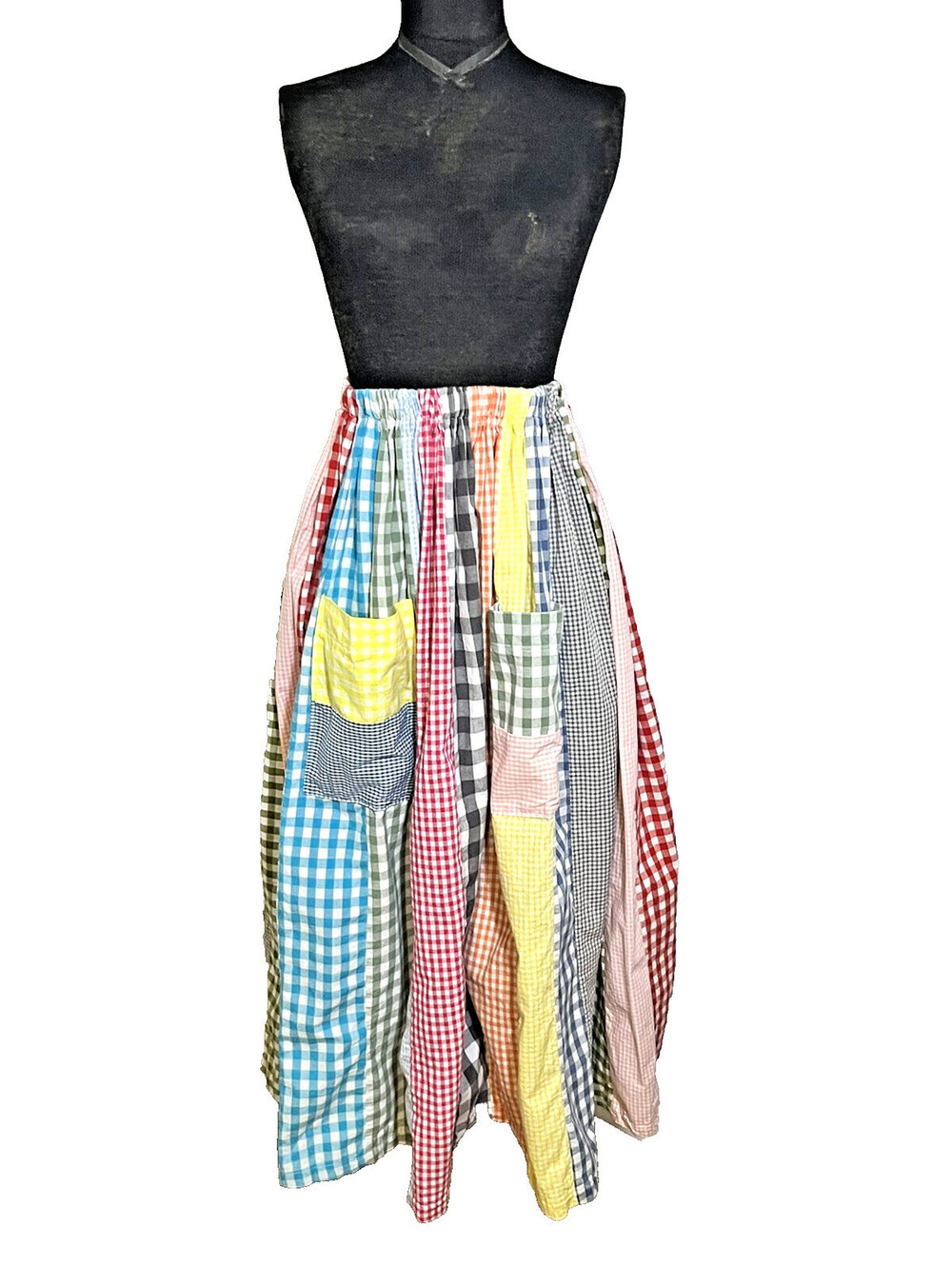 Vtg Boho Patchwork Maxi Skirt Medium Pull On Hippie Festival Peasant Beachy